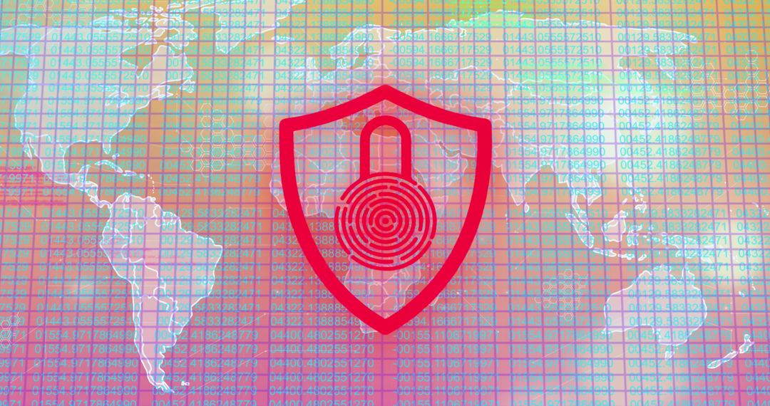 Digitally Illuminated Padlock Over Global Map for Security