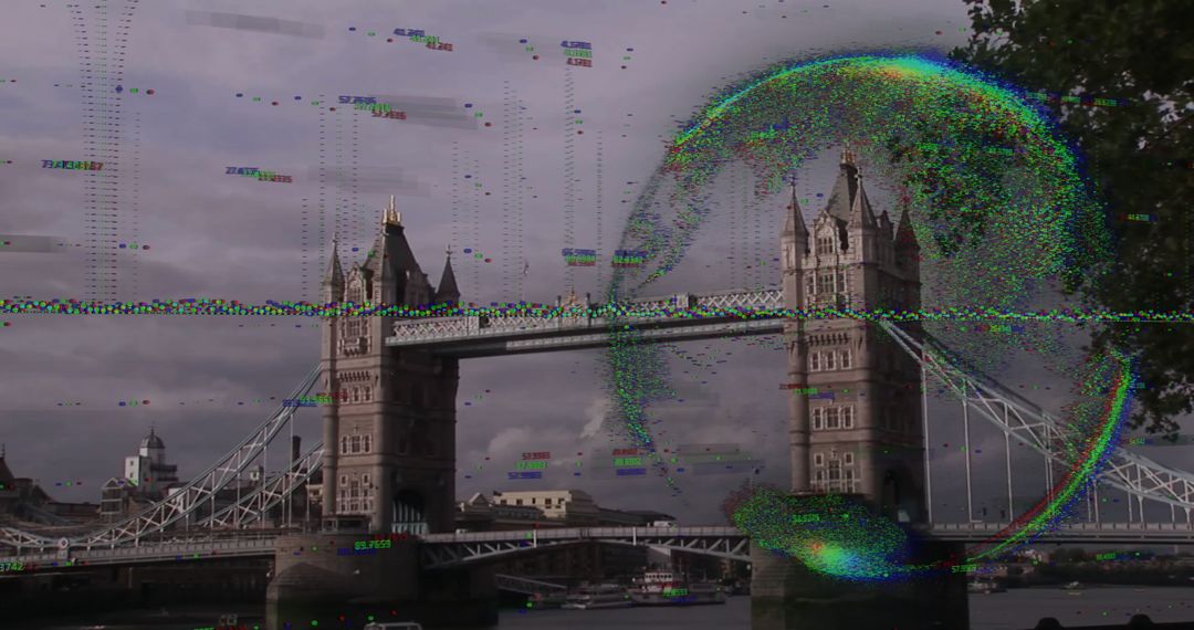 Tower Bridge with Digital Glitch and Distortion Effects