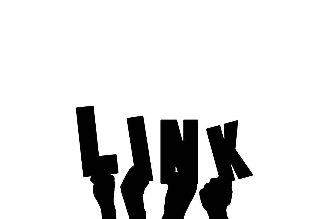 Digital Illustration of Hands with Connecting Text on Transparent Background