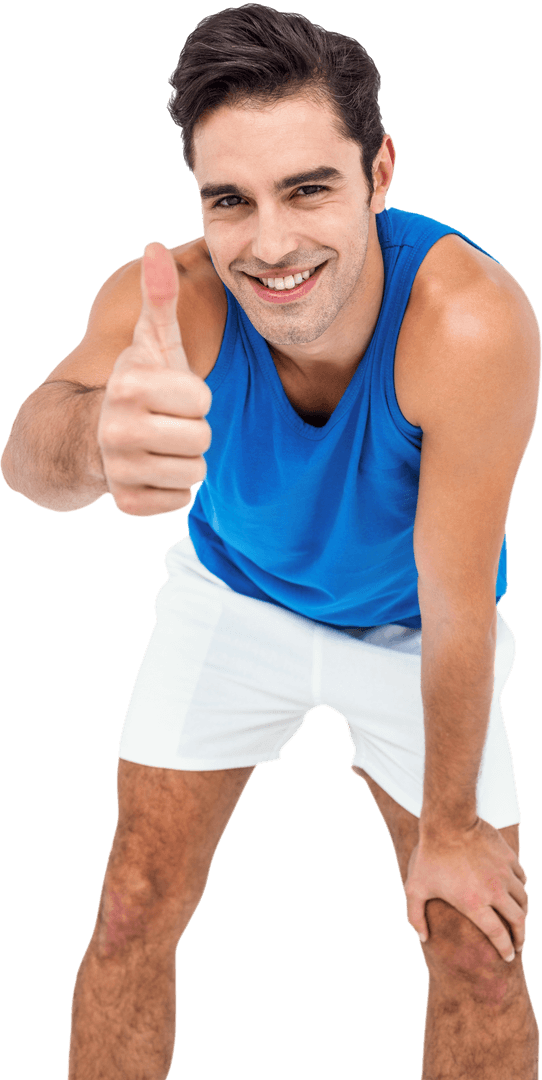 Smiling Athletic Man Showing Thumbs Up Transparent Background