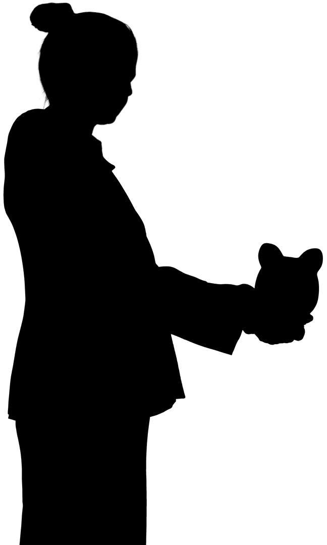 Transparent Silhouette of Woman Holding Alarm Clock