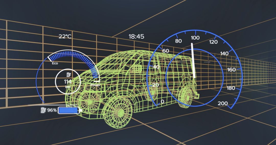 Futuristic 3D Car Data Interface Concept with Speedometer