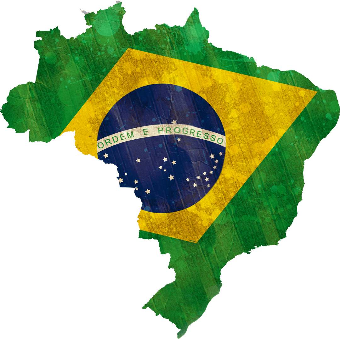 Brazil Flag Map Illustration on Transparent Background