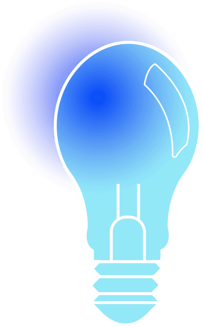 Innovative Blue Gradient Transparent Lightbulb Icon