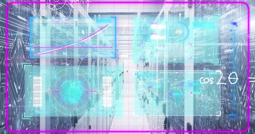 Futuristic Holographic Data in Modern Server Room