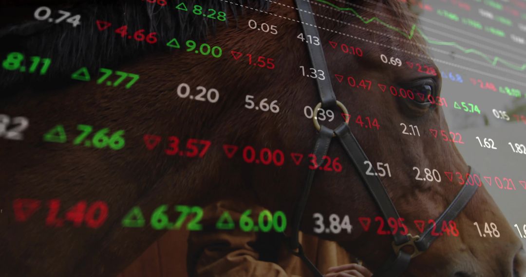 Horse with Financial Data Overlay, Blending Livestock and Digital Trends