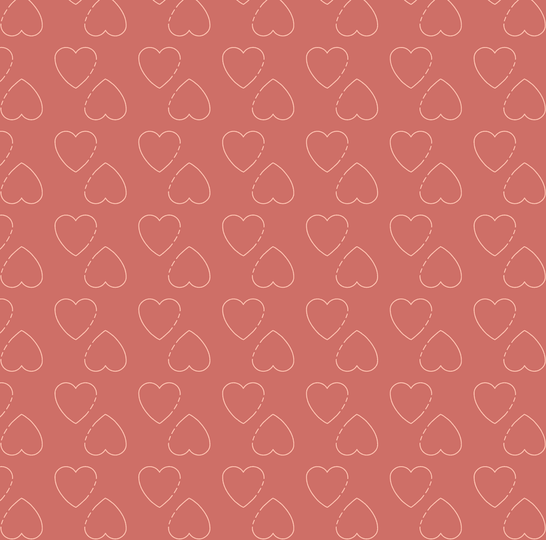 Seamless Heart Pattern on Red Transparent Background