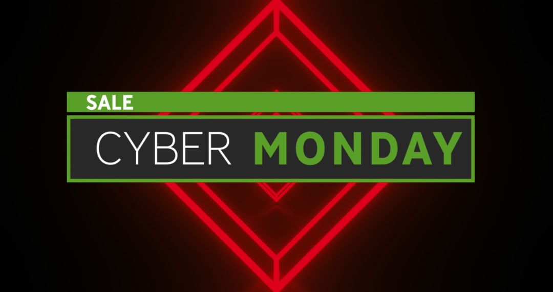 Cyber Monday Sale Promotion with Neon Red Diamonds