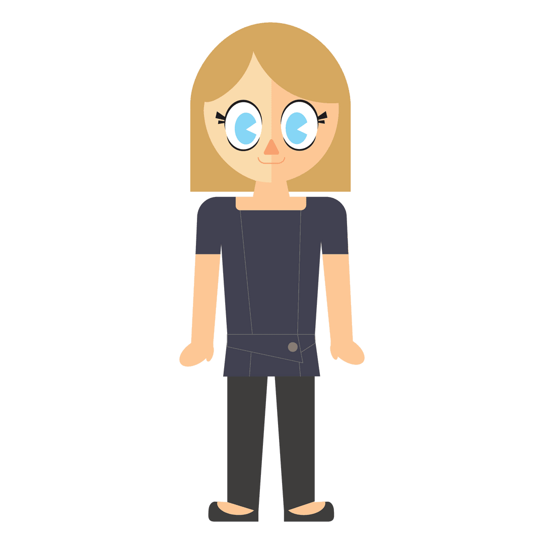 Digital Vector Caucasian Woman on Transparent Background Illustration