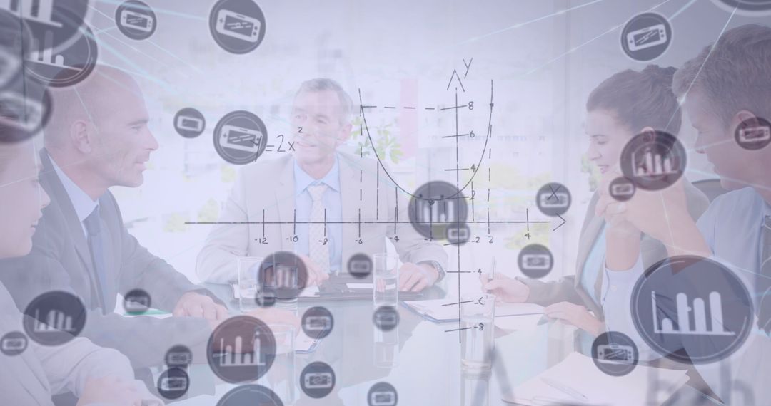 Business Team Analyzing Financial Data and Mathematical Concepts