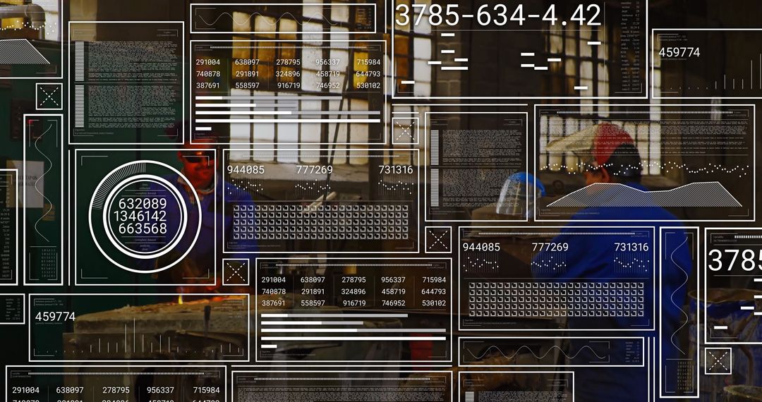 Carpenters Operating Table Saw in Busy Workshop