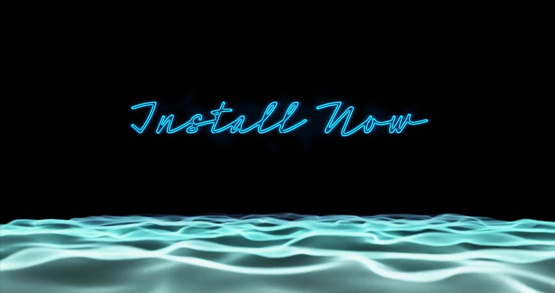 Glowing 'Install Now' Text Over Futuristic Wave Pattern
