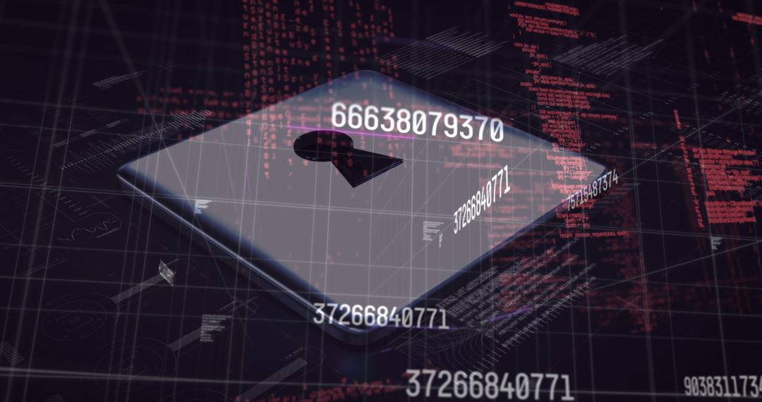 Digital Security Lock with Virtual Data Stream Background