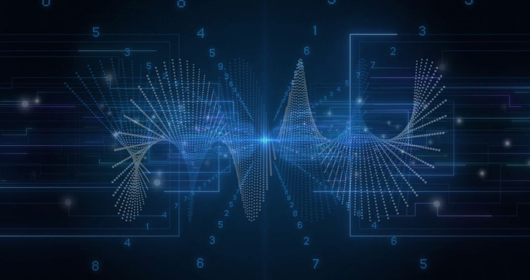 Futuristic Digital Waveform Visualization with Light Flare