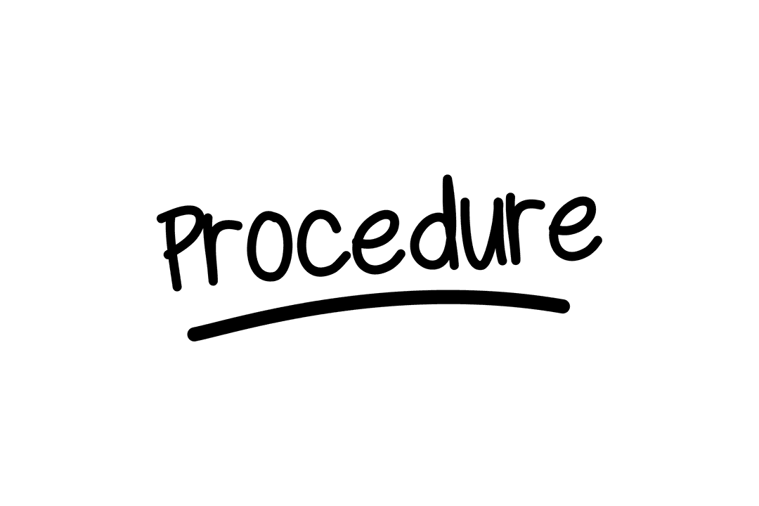 Black Procedure Text on Transparent Background