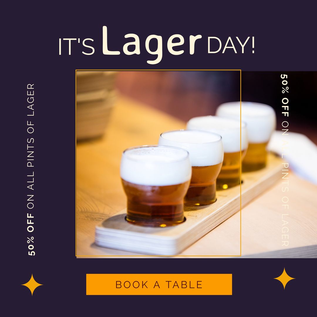 Lager Day Celebration with Glasses of Beer on a Tray