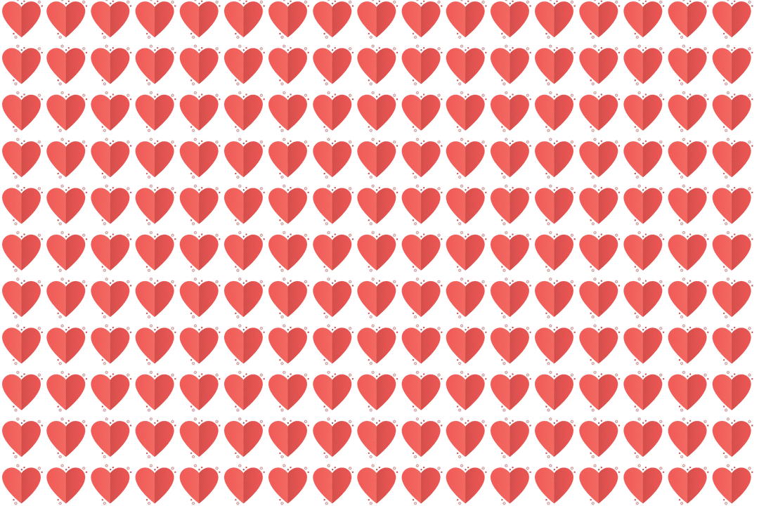 Repeating Red Hearts on Transparent Background