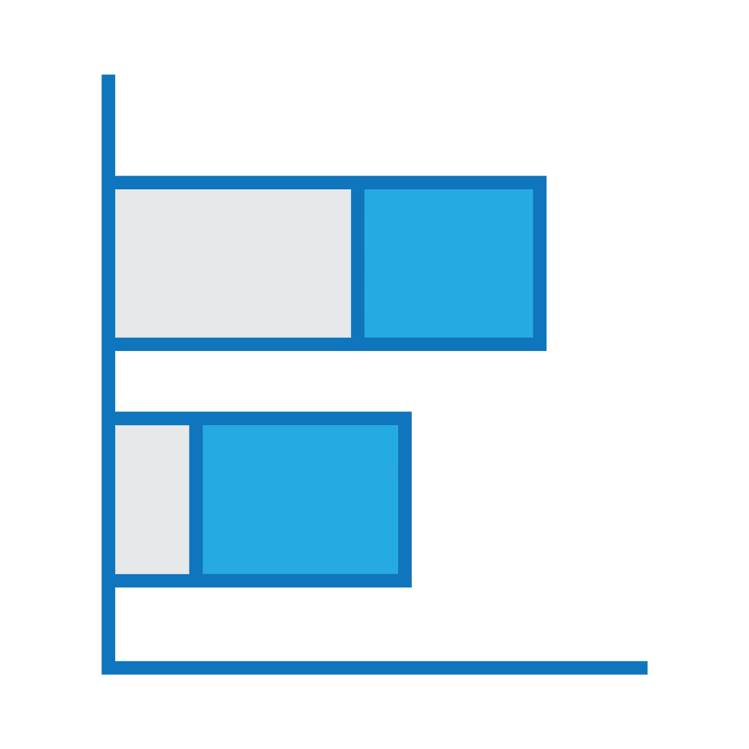 Transparent Blue Horizontal Bar Graph Icon for Data Analysis