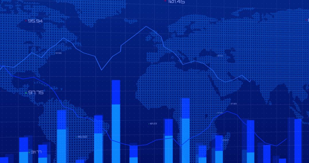 Futuristic Global Data Analytics with World Map Overlay
