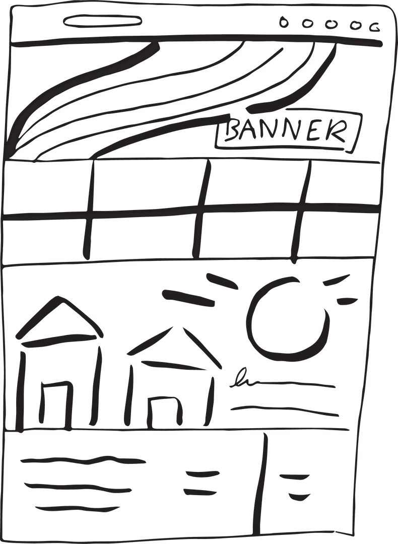 Transparent Hand-Drawn Website Layout Black and White