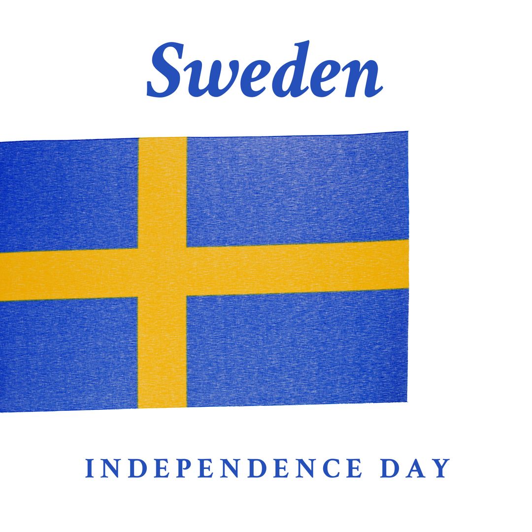 Swedish Flag Celebrating Independence Day on Simple White Background