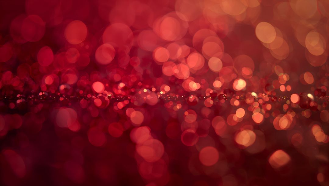 Shimmering Crimson Glitter Bokeh with Warm Gold Sparkle and Shallow Depth