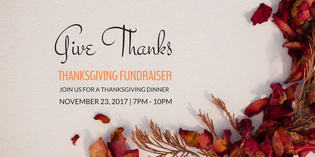 Thanksgiving Fundraiser Invitation with Autumn Leaves Design