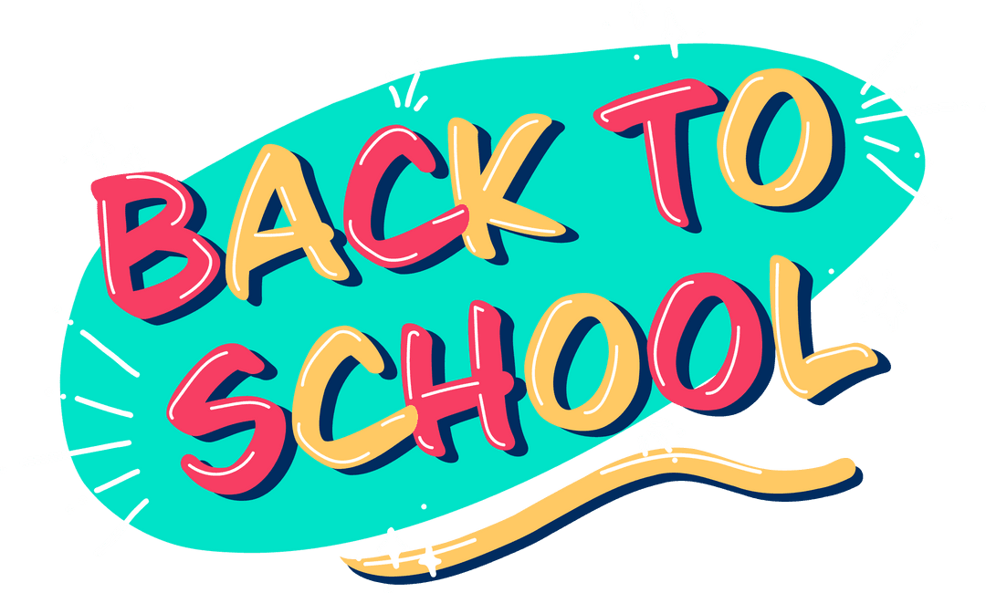 Vibrant Back to School Typography on Transparent Background