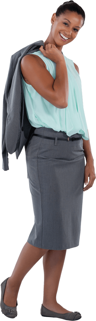 Confident Businesswoman Smiling in Formal Attire with Transparent Background