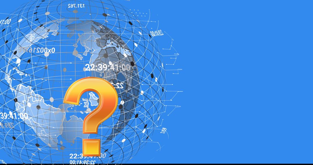 Global Network with Question Mark Representing Technological Queries