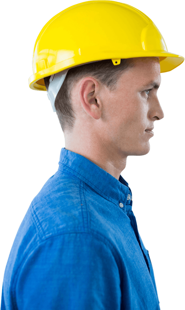 Confident Engineer Wearing Transparent Protective Gear Vertical