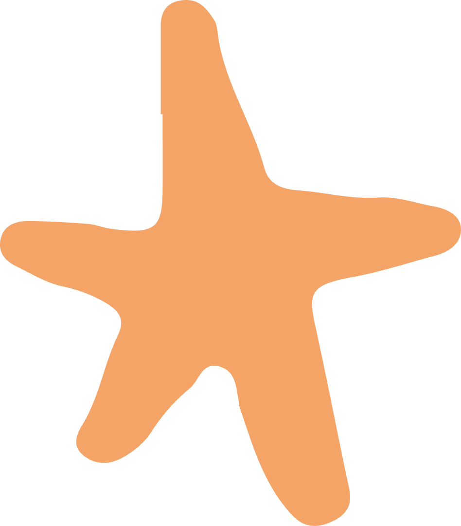 Abstract Orange Starfish Shape on Transparent Background