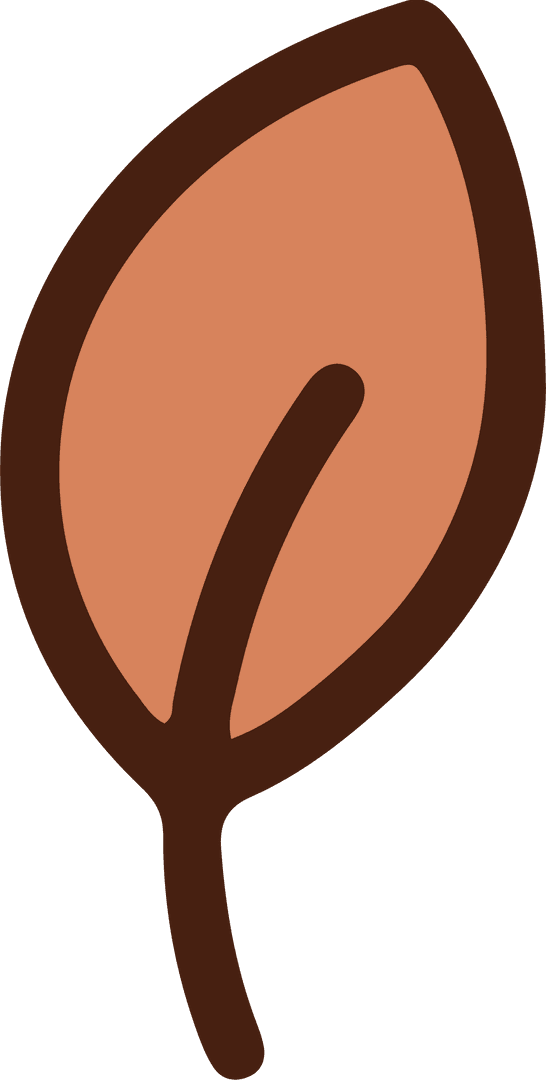 Stylized Minimalist Leaf on Transparent Background