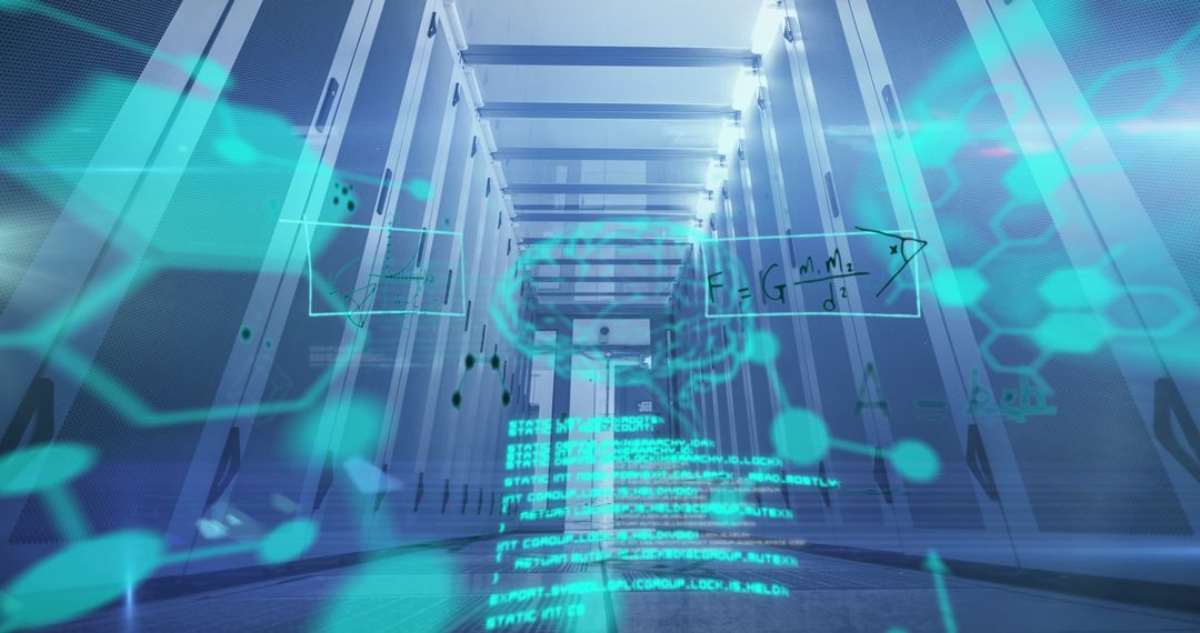 Mathematical Equations and Data Flow over Computer Server Network