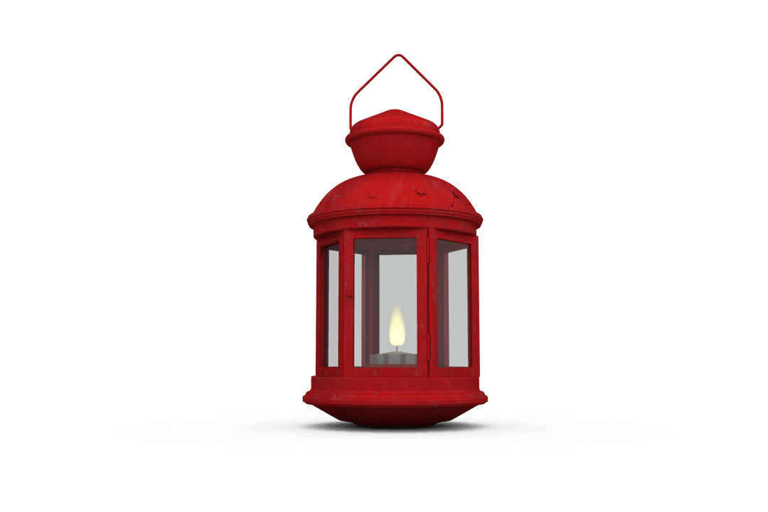 Transparent Red Lantern with Realistic Glowing Flame
