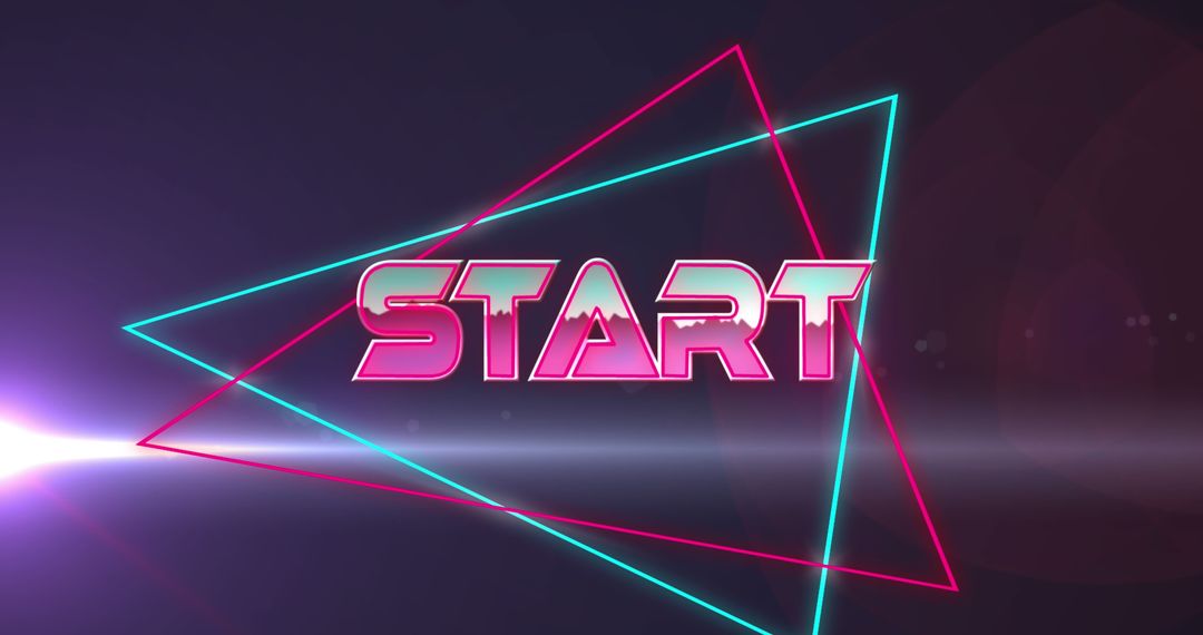 Neon Start Sign with Futuristic Glowing Lines