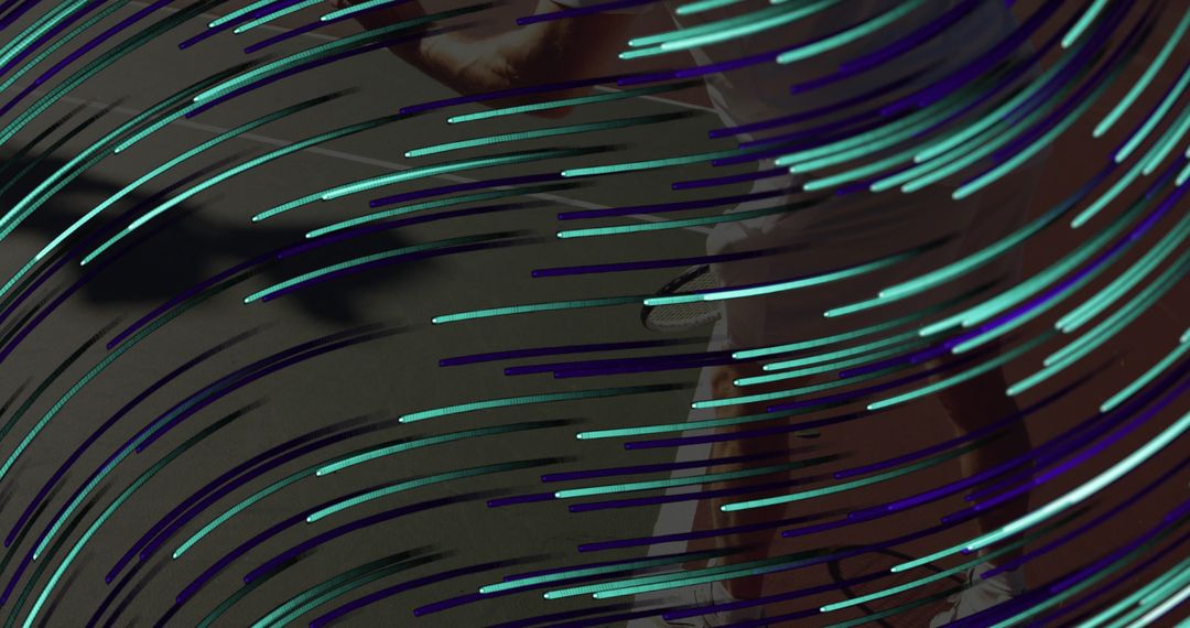 Dynamic Abstract Streaks Overlay on Modern Art Gallery