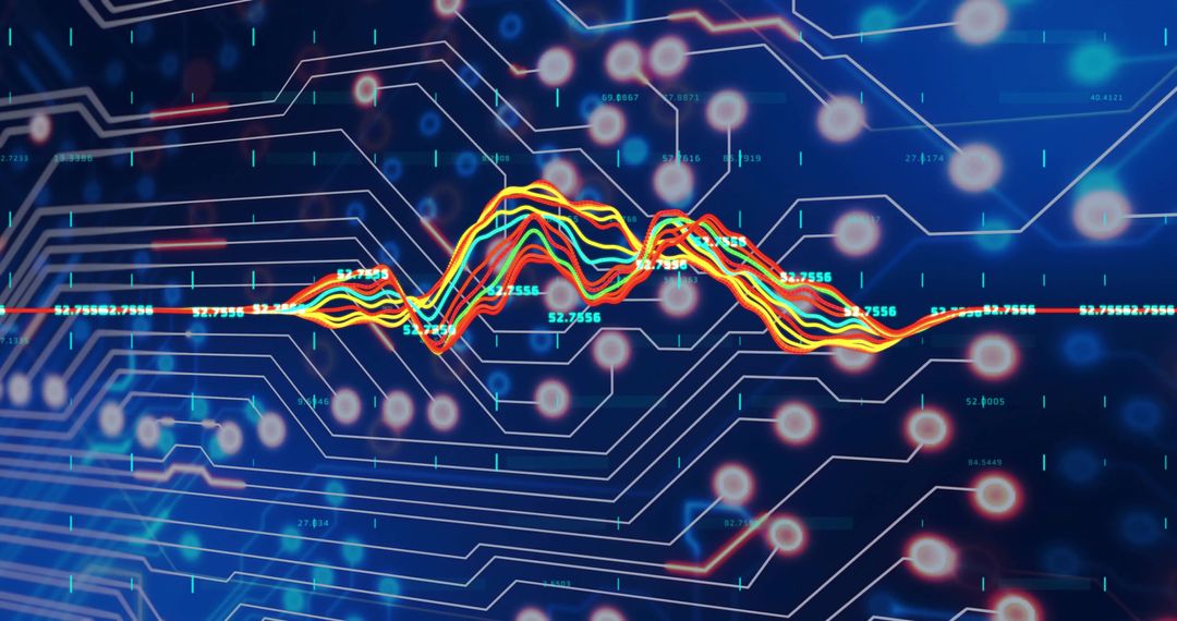 Digital Data Waveform with Interconnected Circuit Background