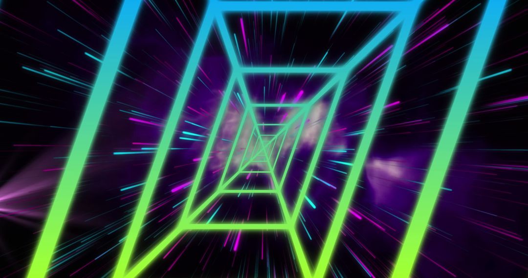 Neon Tunnel with Dynamic Light Streaks