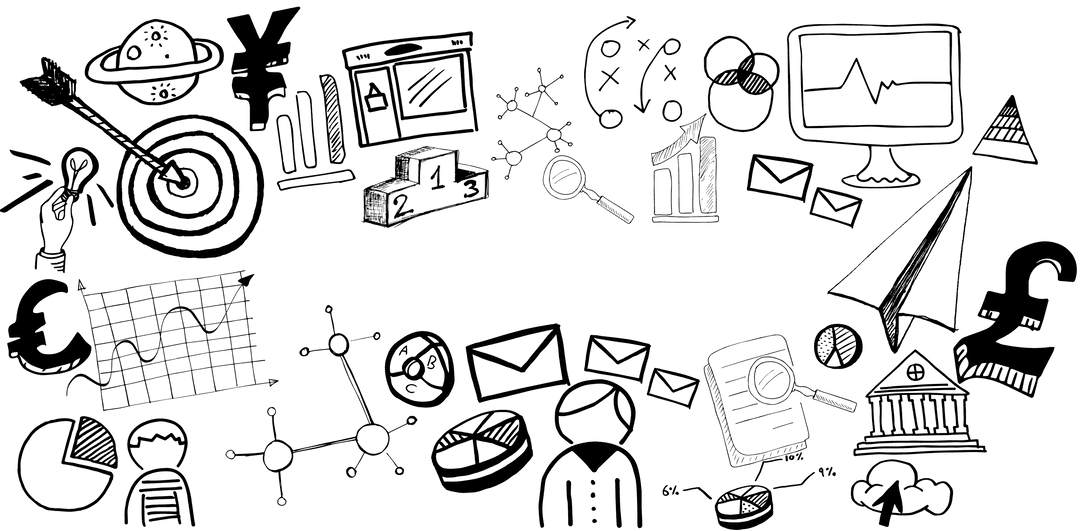 Black Abstract Symbols on Transparent Background