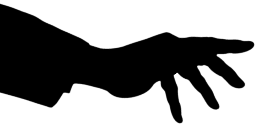 Black Hand Silhouette Making Gesture on Transparent Background