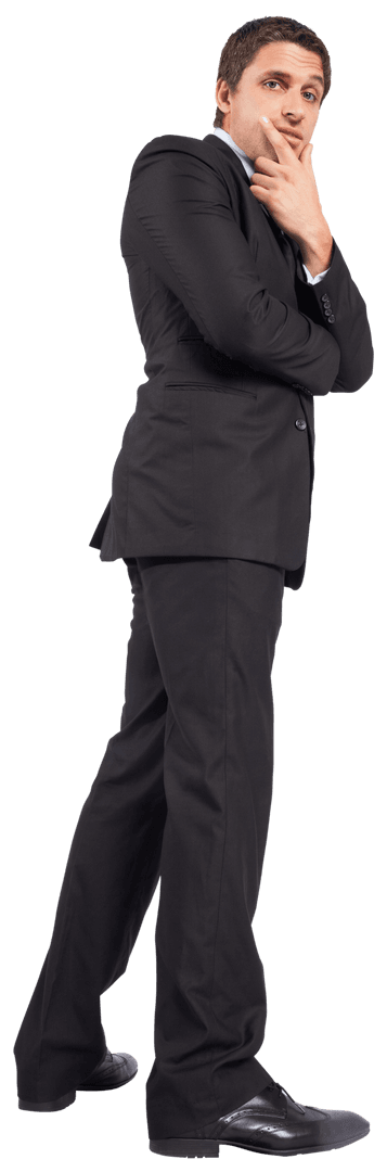 Caucasian Businessman Contemplative Pose Transparent Background