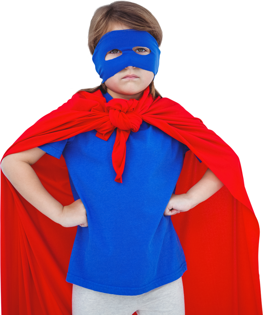 Masked Girl Pretending to Be Brave Superhero with Red Cape - Download Free Stock Images Pikwizard.com