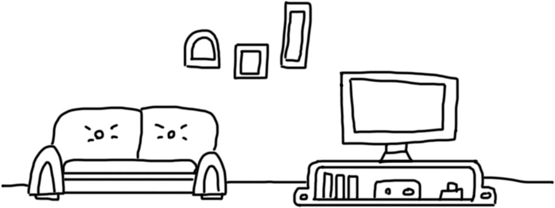 Transparent Television and Sofa Combo in Modern Living Room