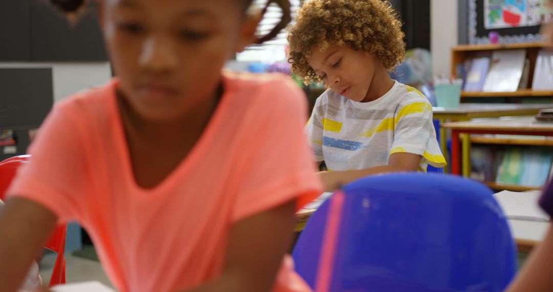 Focused Students Engaged in Classroom Learning Activity