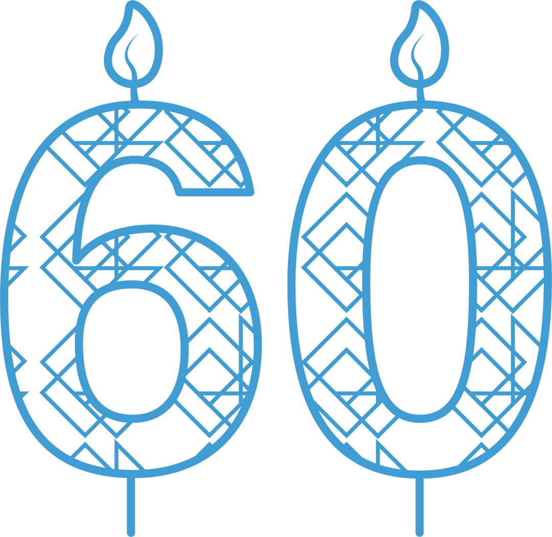 Transparent Blue 60 Birthday Candle with Pattern Illustration - Download Free Stock Images Pikwizard.com