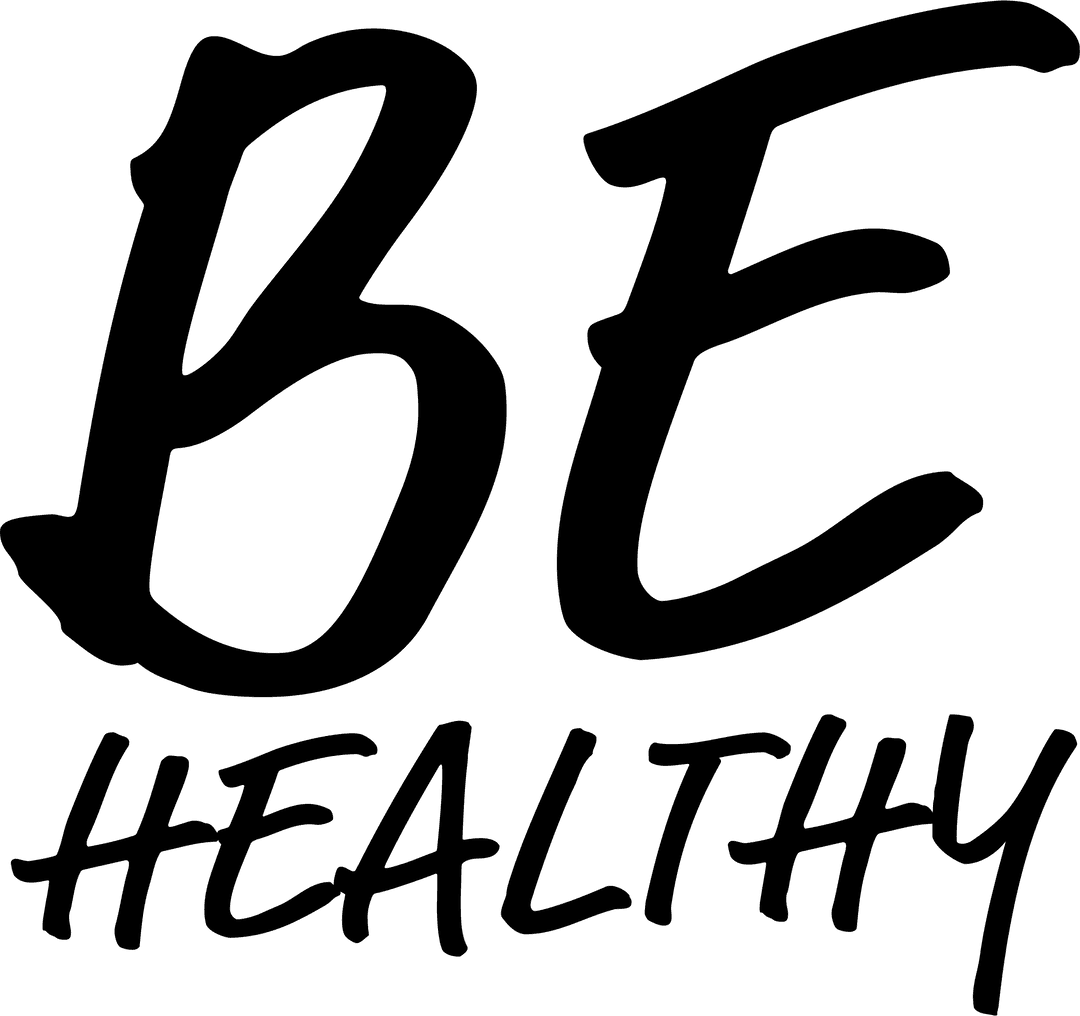 Graphic Black 'Be Healthy' Text on Transparent Background Vector