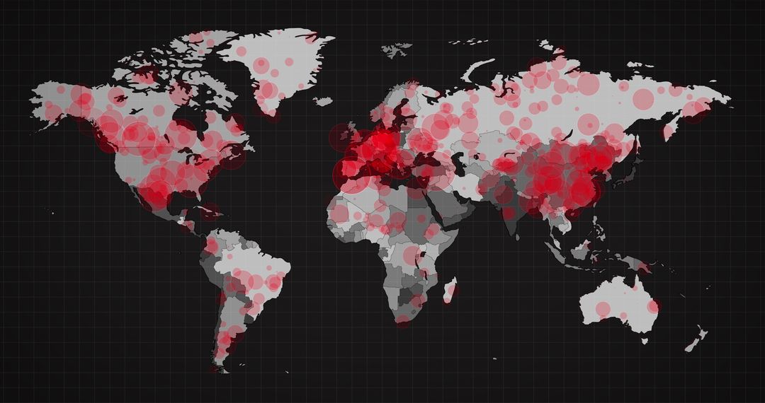 Spreading coronavirus: world map highlighting global impact