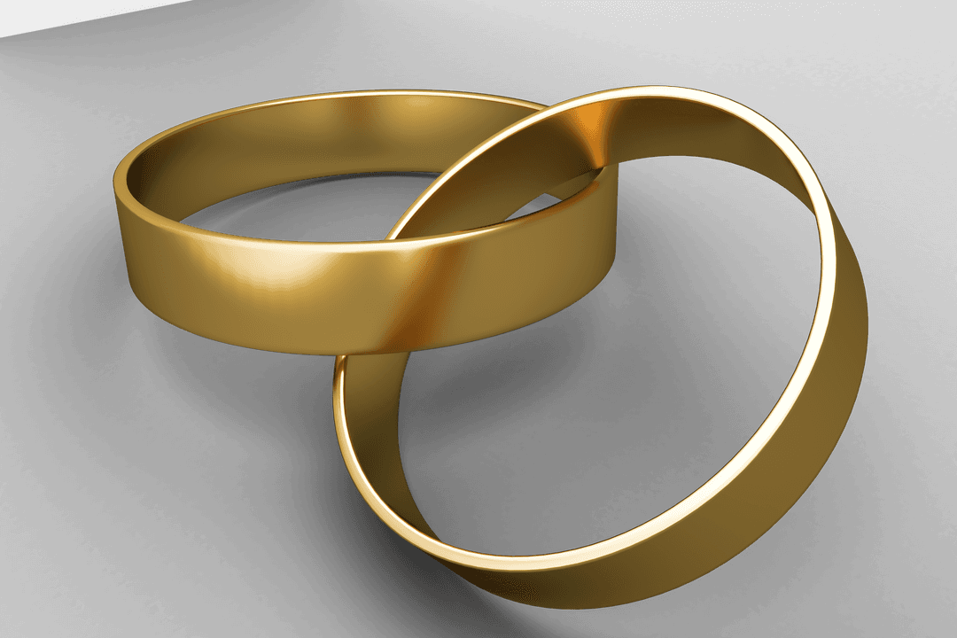 Transparent Gold Wedding Rings Interlocking An elegant union