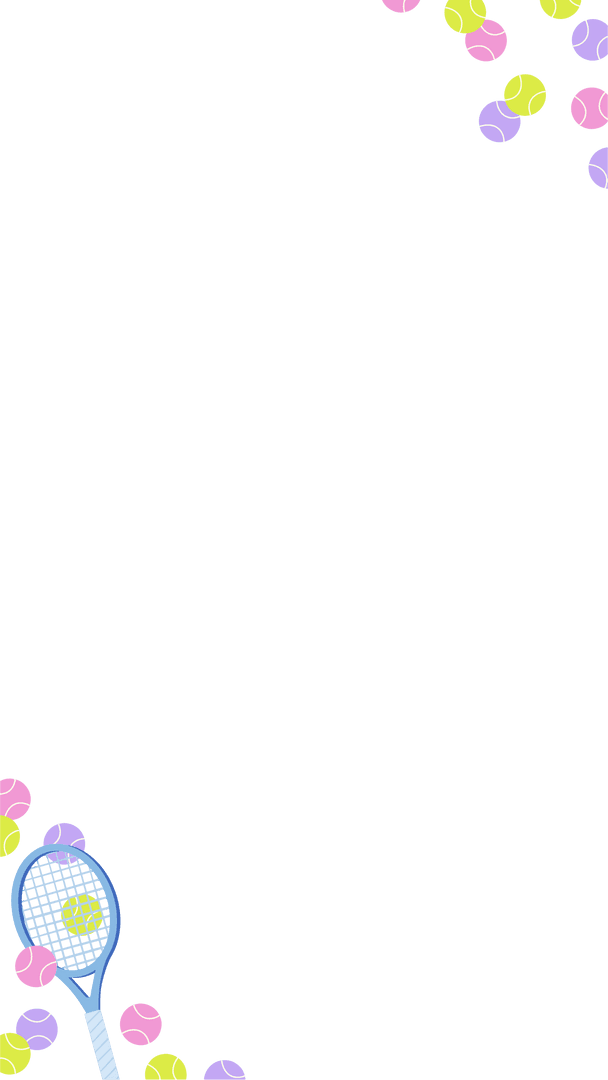 Tennis Racket Pastel Balls Graphic with Transparent Space